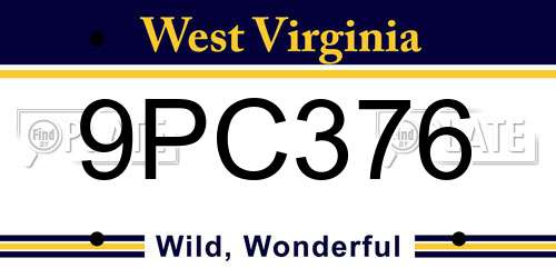 9PC376 West Virginia License Plate
