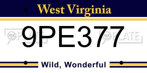 9PE377 West Virginia License Plate