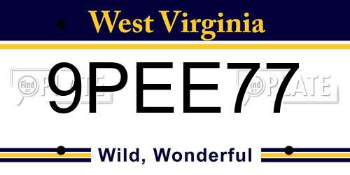 9PEE77 West Virginia License Plate