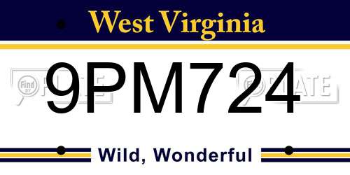9PM724 West Virginia License Plate