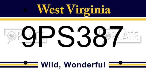 9PS387 West Virginia License Plate