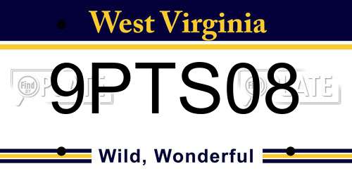 9PTS08 West Virginia License Plate