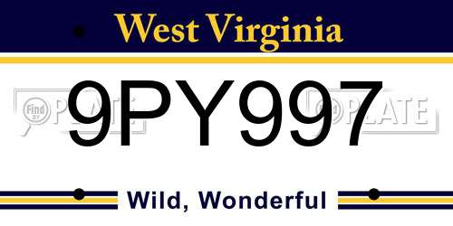 9PY997 West Virginia License Plate