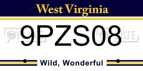 9PZS08 West Virginia License Plate
