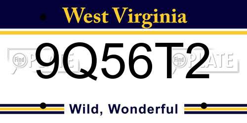 9Q56T2 West Virginia License Plate
