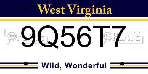 9Q56T7 West Virginia License Plate