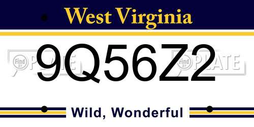 9Q56Z2 West Virginia License Plate