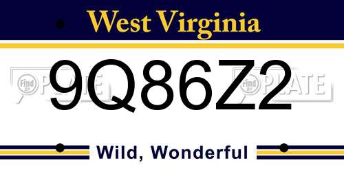 9Q86Z2 West Virginia License Plate