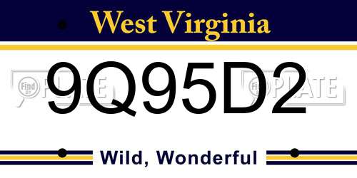 9Q95D2 West Virginia License Plate