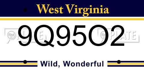 9Q95O2 West Virginia License Plate
