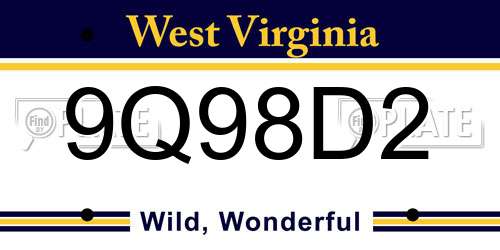 9Q98D2 West Virginia License Plate