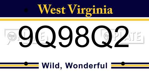 9Q98Q2 West Virginia License Plate
