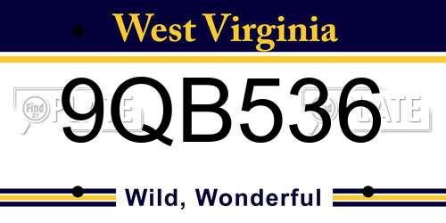 9QB536 West Virginia License Plate