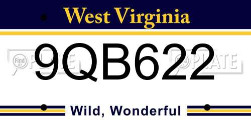 9QB622 West Virginia License Plate