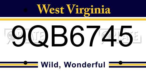 9QB6745 West Virginia License Plate
