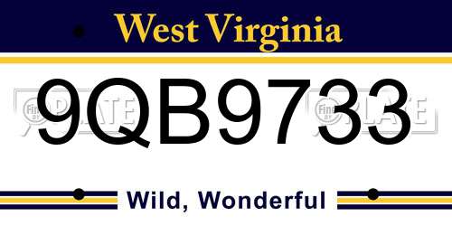 9QB9733 West Virginia License Plate