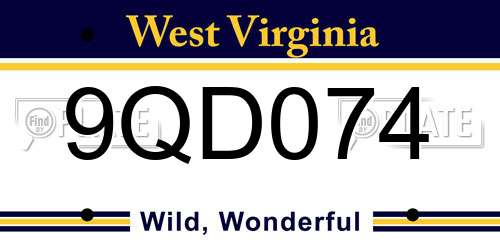 9QD074 West Virginia License Plate