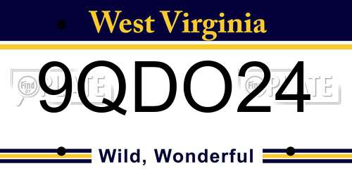 9QDO24 West Virginia License Plate