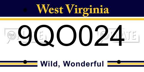 9QO024 West Virginia License Plate