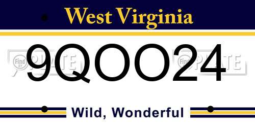 9QOO24 West Virginia License Plate