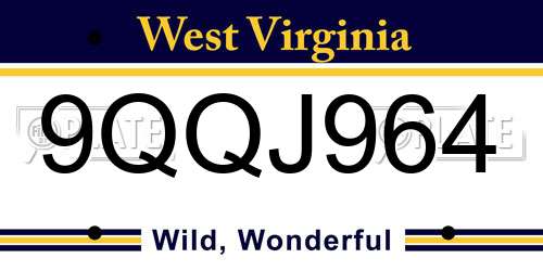 9QQJ964 West Virginia License Plate
