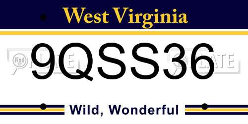 9QSS36 West Virginia License Plate