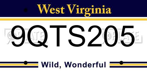 9QTS205 West Virginia License Plate
