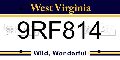 9RF814 West Virginia License Plate