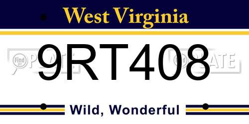 9RT408 West Virginia License Plate