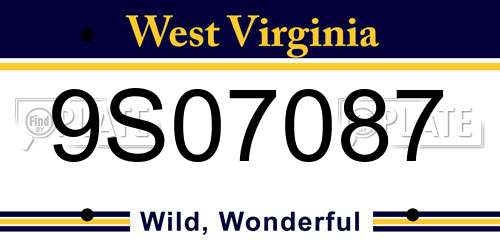 9S07087 West Virginia License Plate