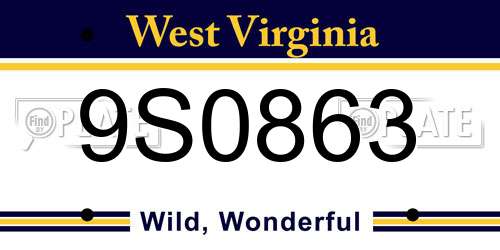9S0863 West Virginia License Plate