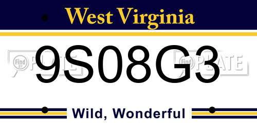 9S08G3 West Virginia License Plate