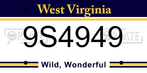 9S4949 West Virginia License Plate