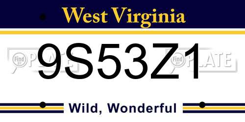 9S53Z1 West Virginia License Plate
