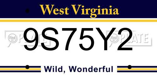 9S75Y2 West Virginia License Plate