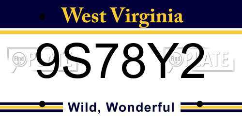 9S78Y2 West Virginia License Plate