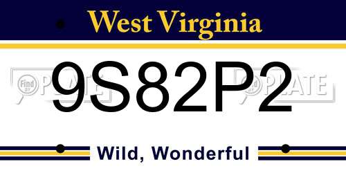 9S82P2 West Virginia License Plate