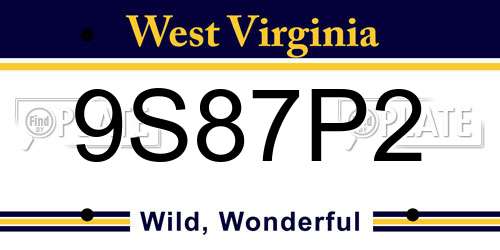 9S87P2 West Virginia License Plate