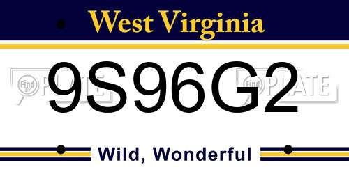 9S96G2 West Virginia License Plate