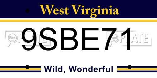9SBE71 West Virginia License Plate