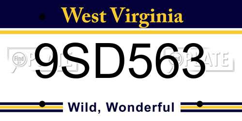 9SD563 West Virginia License Plate