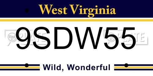 9SDW55 West Virginia License Plate