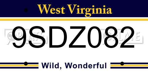 9SDZ082 West Virginia License Plate