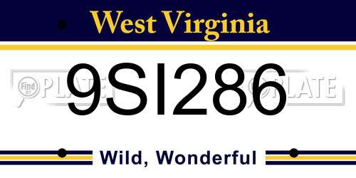 9SI286 West Virginia License Plate
