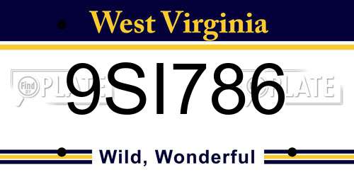 9SI786 West Virginia License Plate