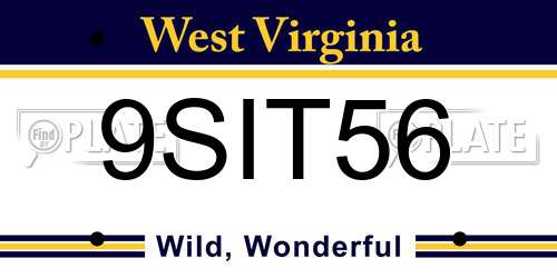 9SIT56 West Virginia License Plate