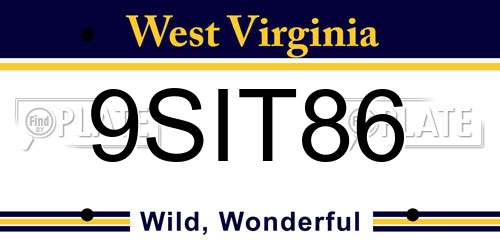 9SIT86 West Virginia License Plate