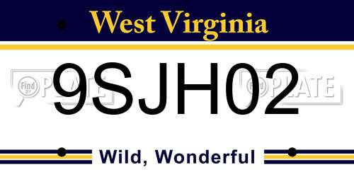 9SJH02 West Virginia License Plate