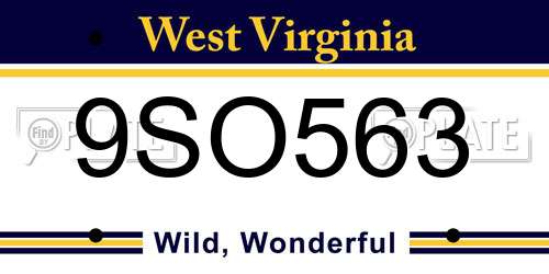 9SO563 West Virginia License Plate