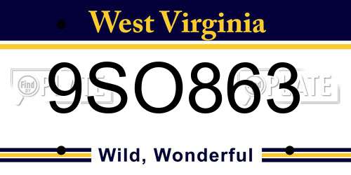 9SO863 West Virginia License Plate